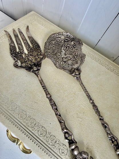 Pair of Antique Silver Serving Utensils
