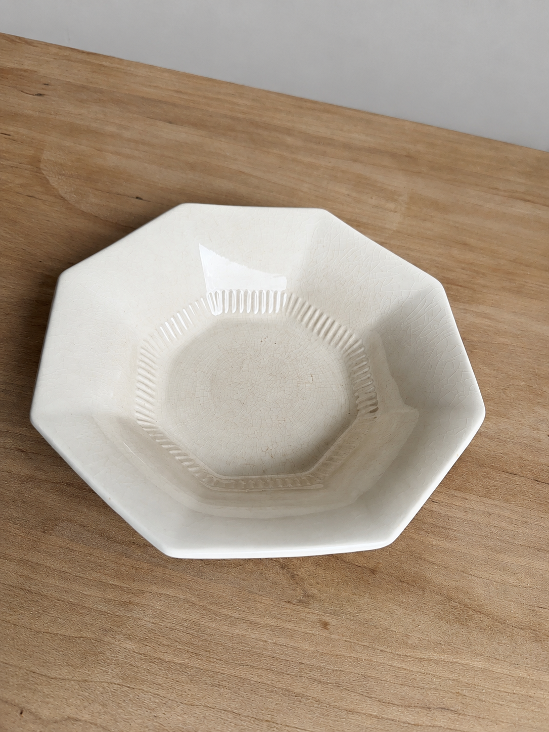 Octogonal Ironstone Crazed Bowl