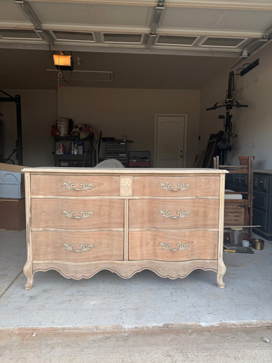 6-Drawer Bleached French Provincial Dresser