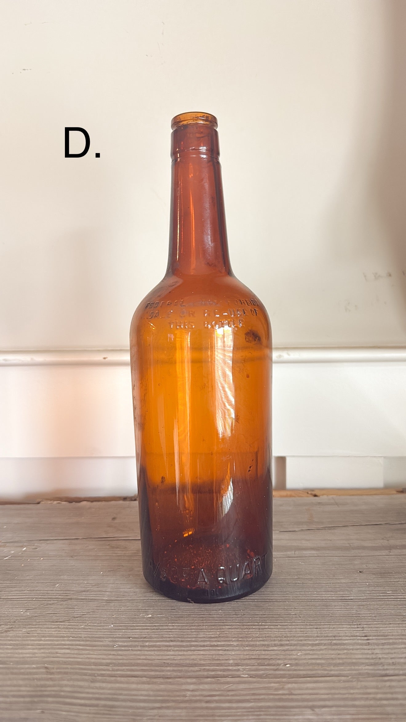11”T Glass Amber Bottle