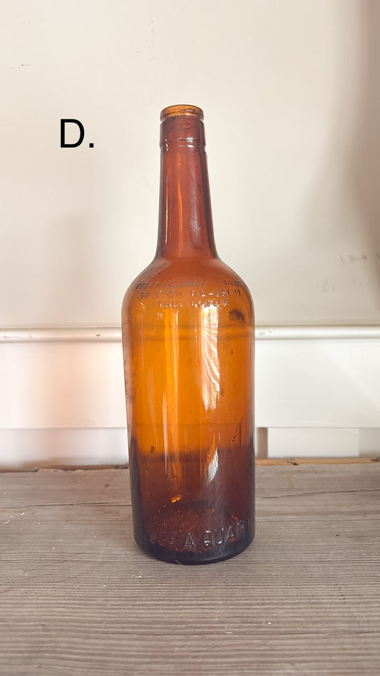 11”T Glass Amber Bottle