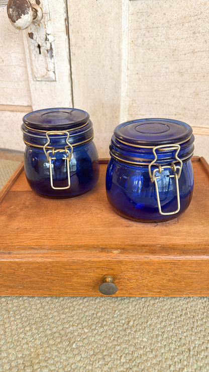 4.25" Cobalt Blue Jar w/ Latch