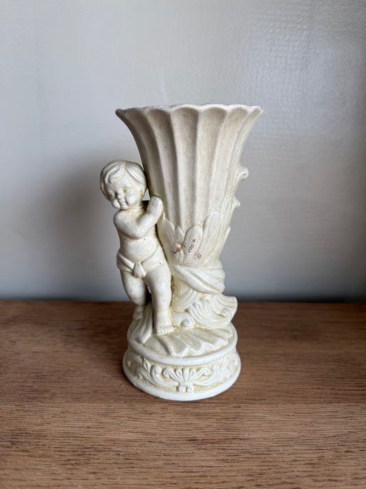7.5” Tall Cherub Vase