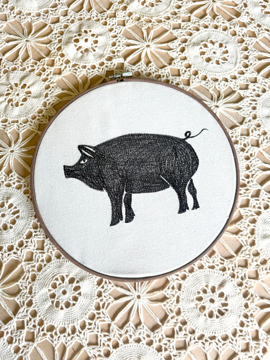 Vintage Embroidered Pig Hoop
