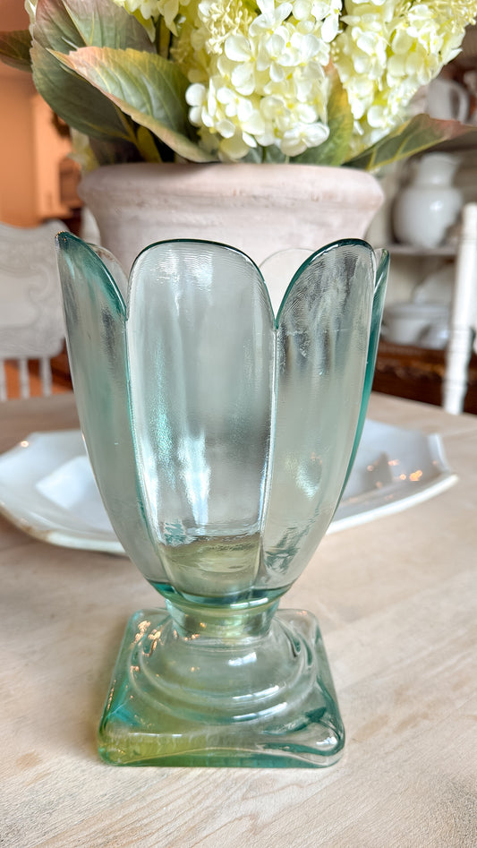 9.5” Tall Tulip Shaped Glass Vase