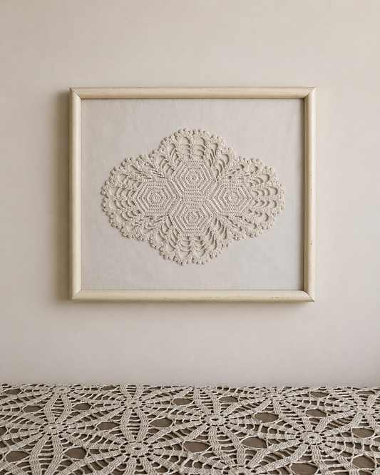 Framed Oval Pineapple Shaped Doily