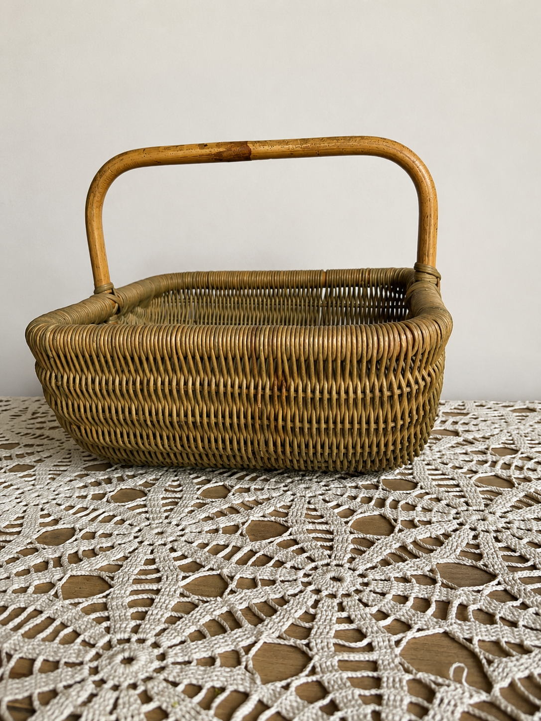 Vintage Rattan Handled Basket