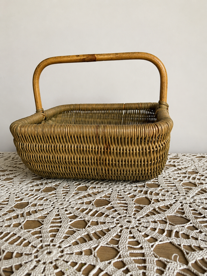 Vintage Rattan Handled Basket