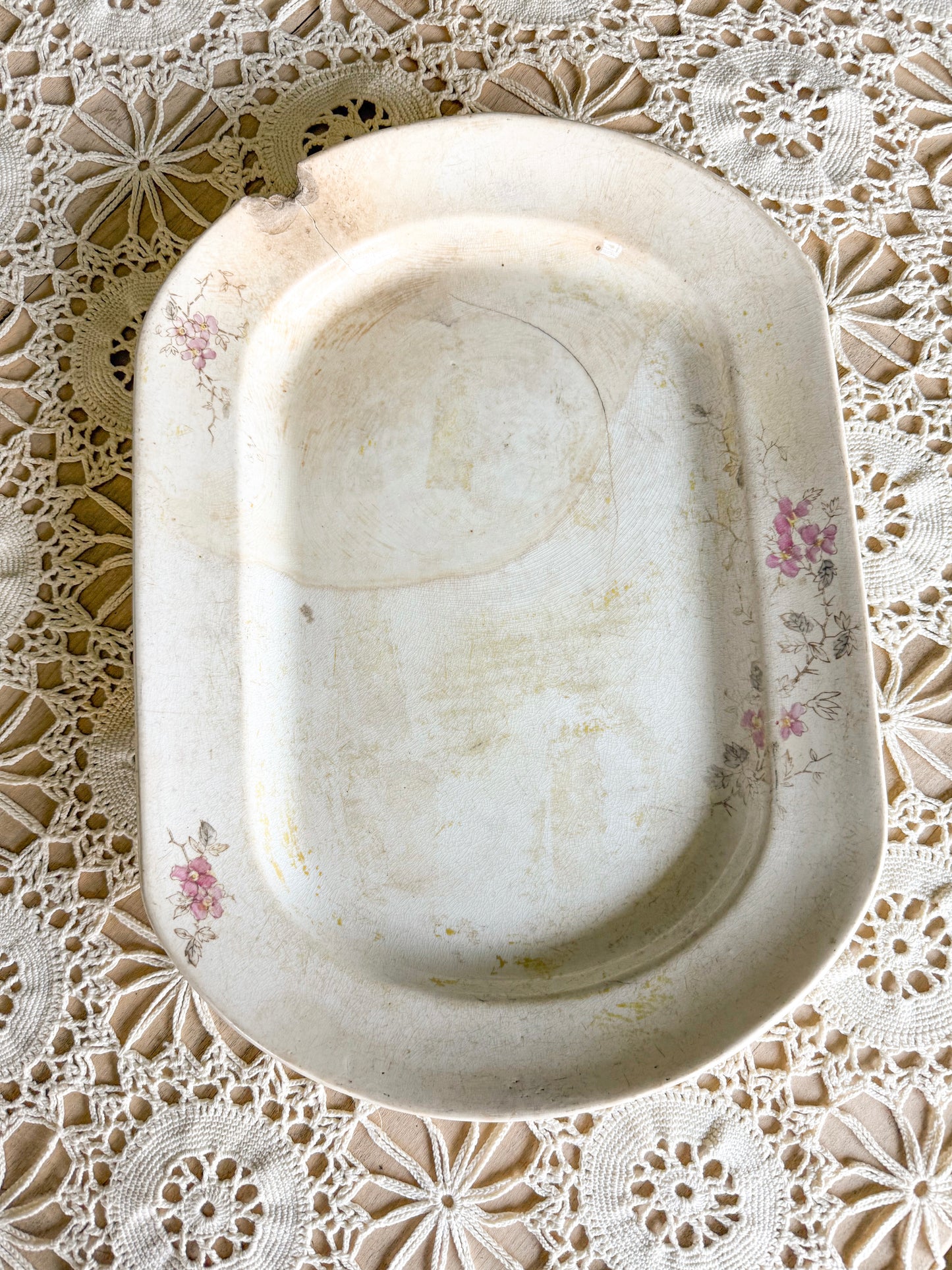 15” Floral Trim Ironstone Platter