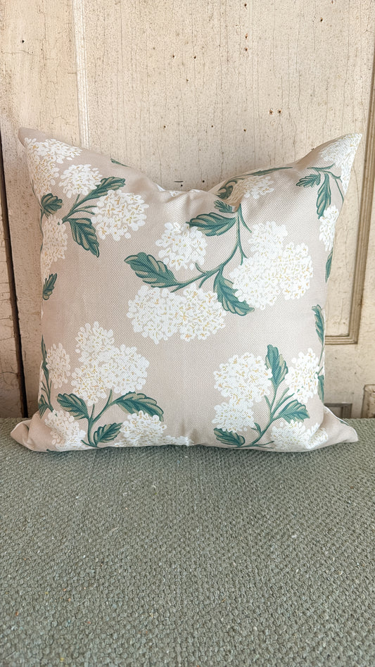 Taupe Hydrangea Pillow