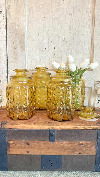 Vintage Yellow Glass Apothecary Jar