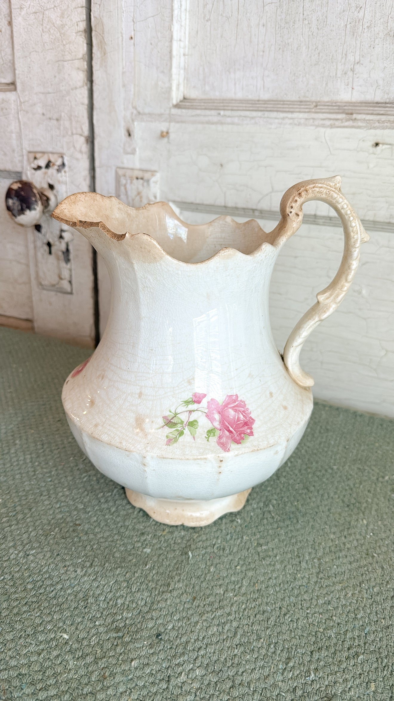 Ironstone Pink Floral Pitcher