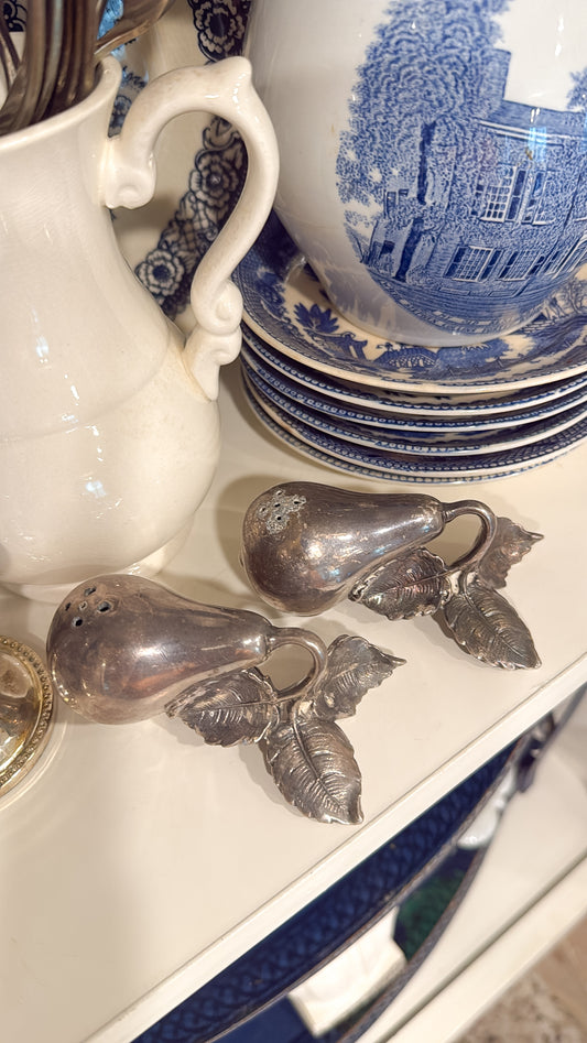 Vintage Sterling Silver Pear S&P Shakers