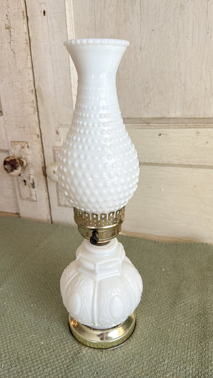 Vintage Milk Glass Hobnail Lamp