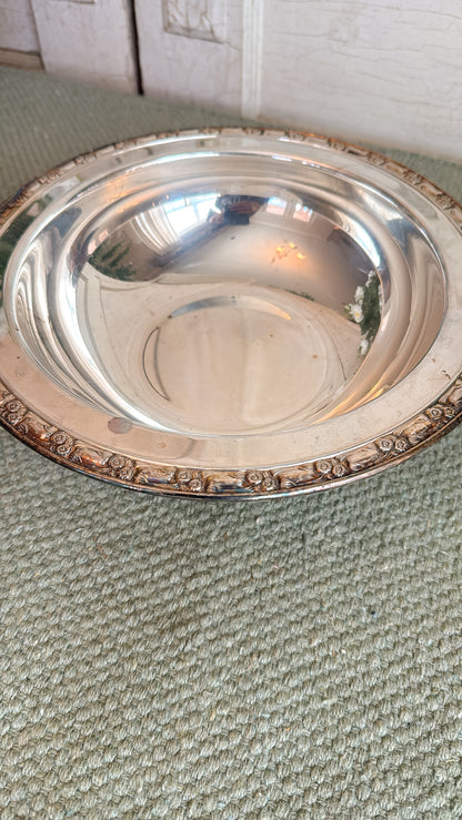 Silver Footed Floral Etched Rim Bowl