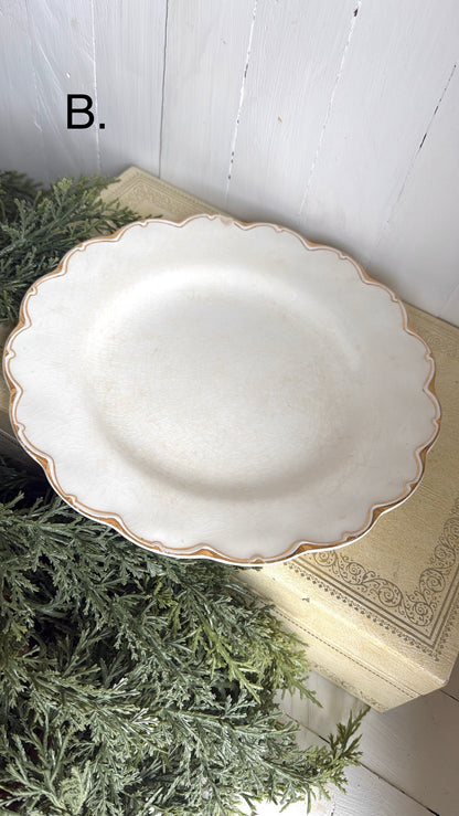 9” Scalloped Ironstone Plate