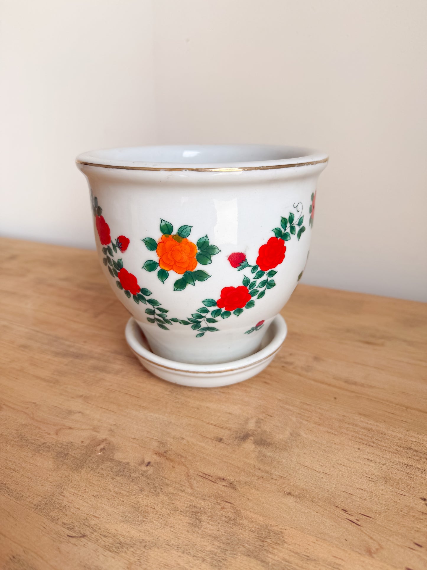 6.5” Tall Vibrant Floral Flower Pot
