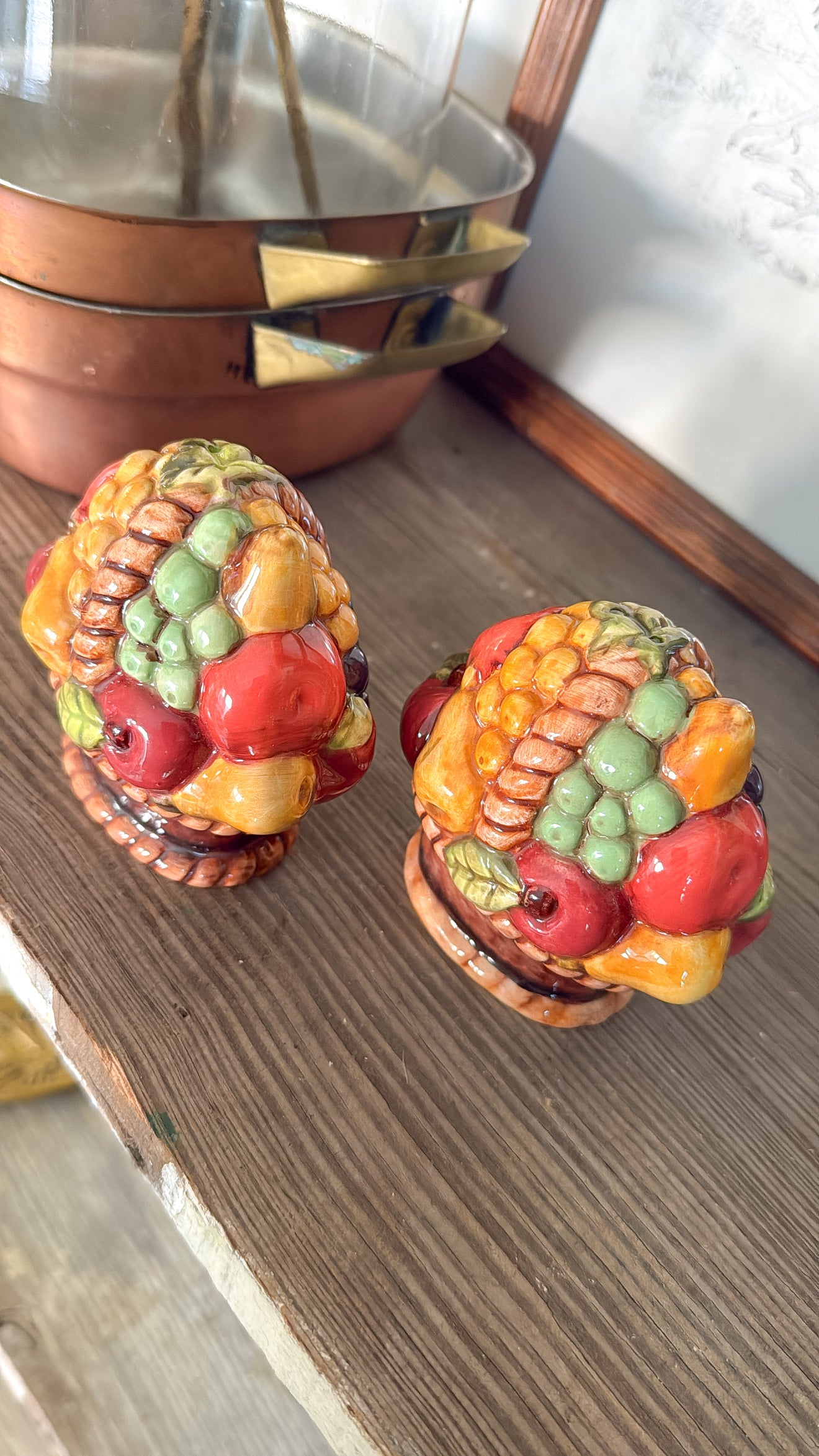 Vintage Fruit Basket S&P Shakers
