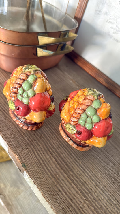 Vintage Fruit Basket S&P Shakers