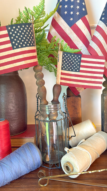Small Old American Flag on Antique Spindle