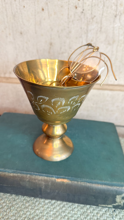 Brass Etched Pedestal Cup