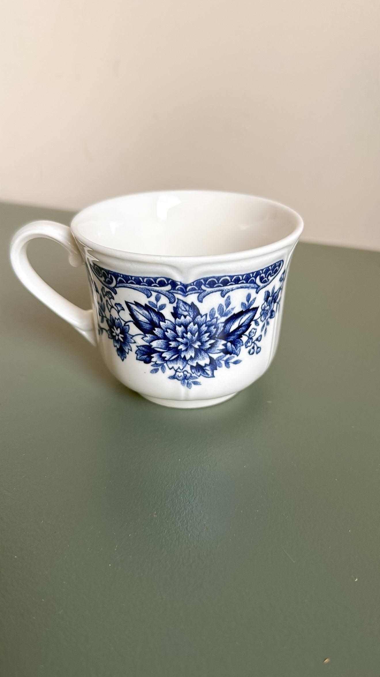 3”Tall Blue Carnation Ironstone Mug