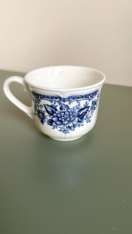 3”Tall Blue Carnation Ironstone Mug