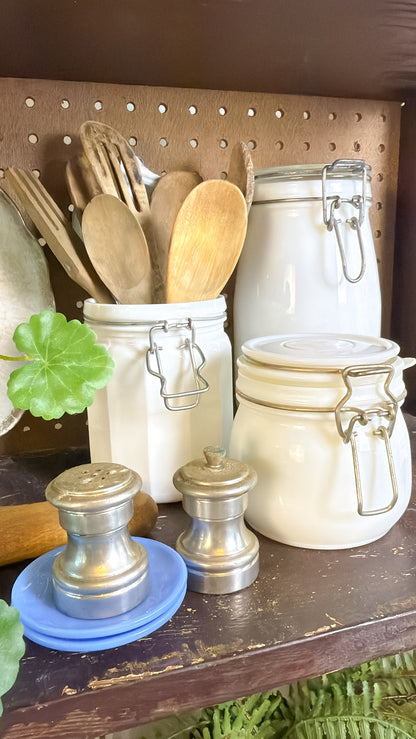 Milk Glass Latch Closure Jar