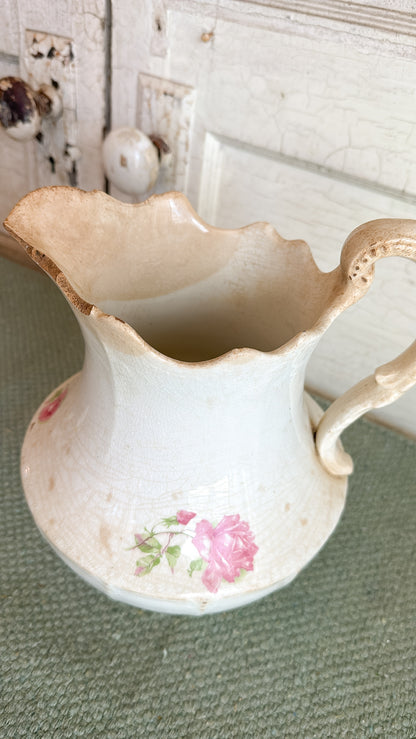 Ironstone Pink Floral Pitcher