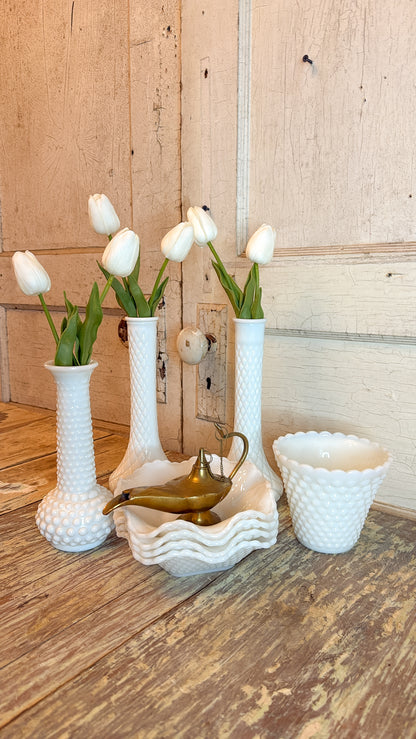 Hobnail Milk Glass Vase