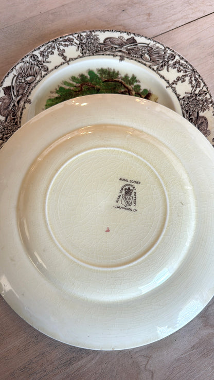 10” Set of 2 ‘Rural Scene’ Ironstone Plates