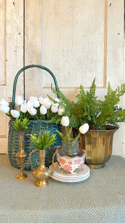 Vintage Green Handled Basket