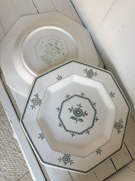 10.5” Floral Octagonal Ironstone Plate