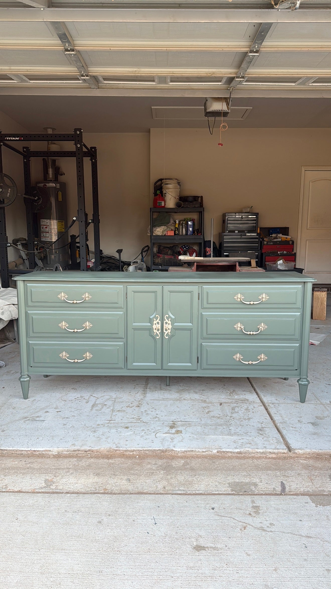Solid Wood Green Dresser