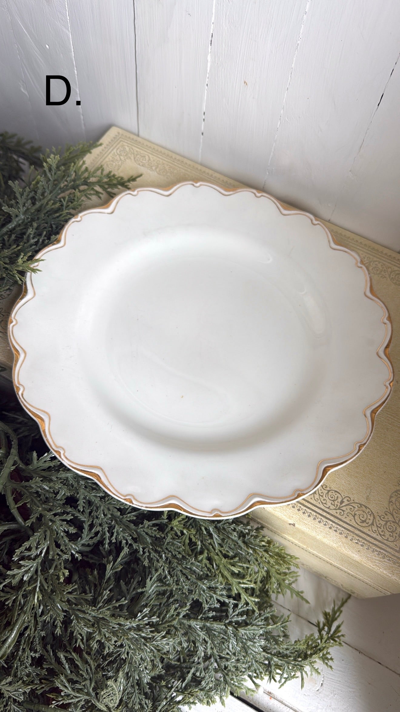9” Scalloped Ironstone Plate