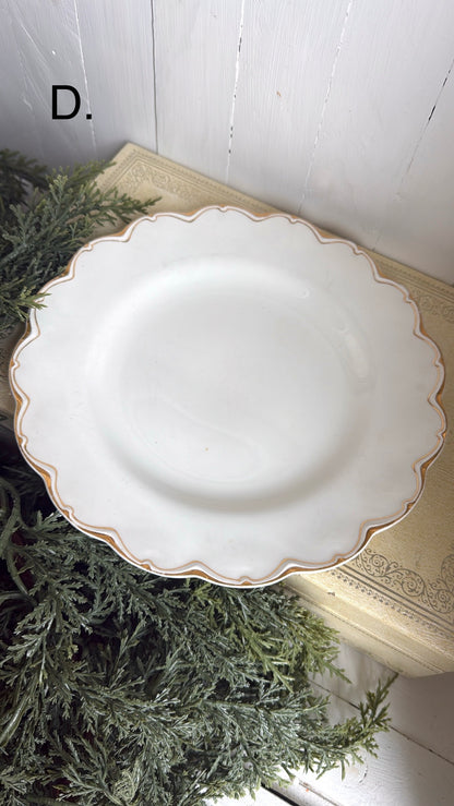 9” Scalloped Ironstone Plate