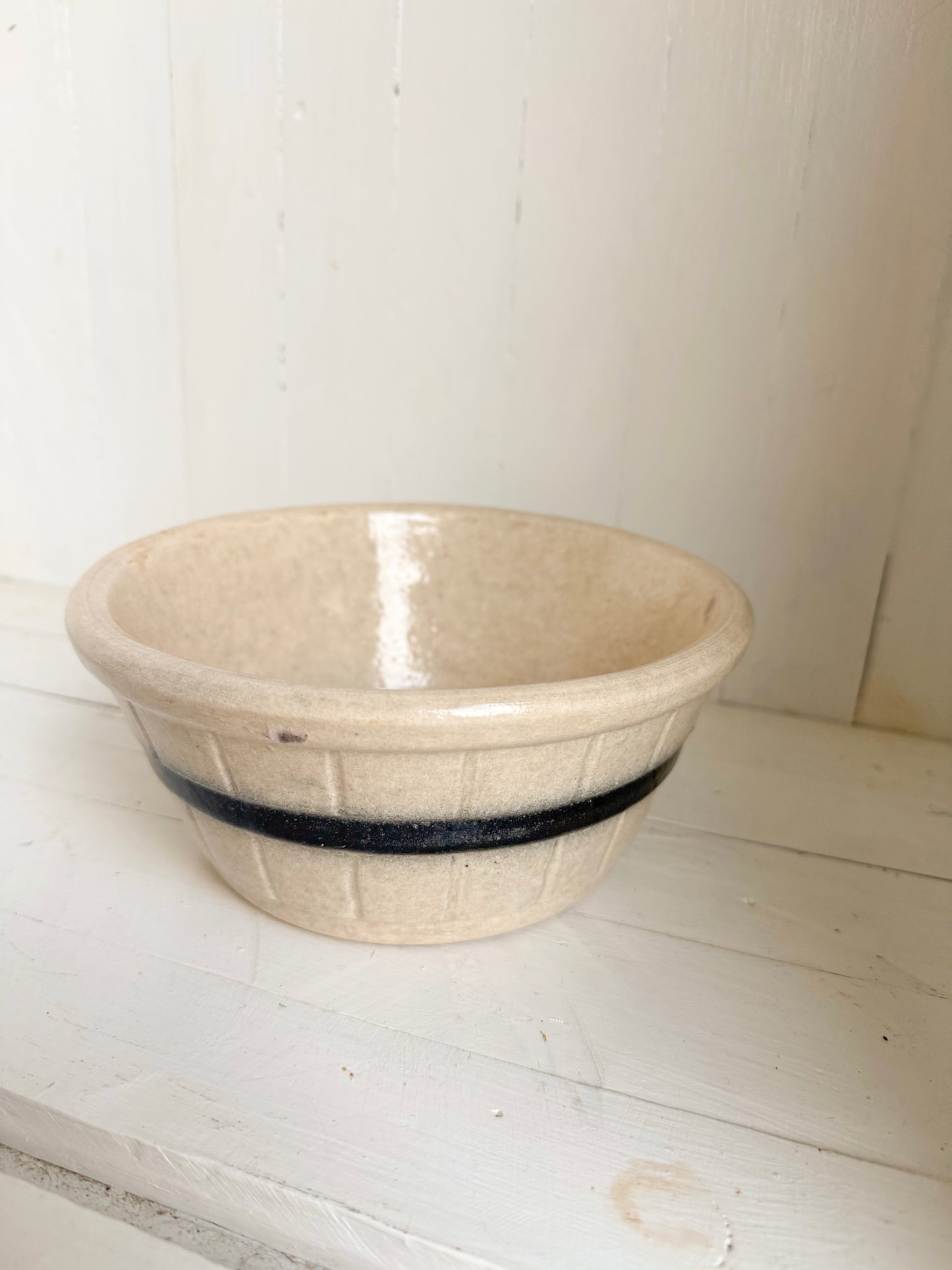 Stoneware Black Striped Mixing Bowl