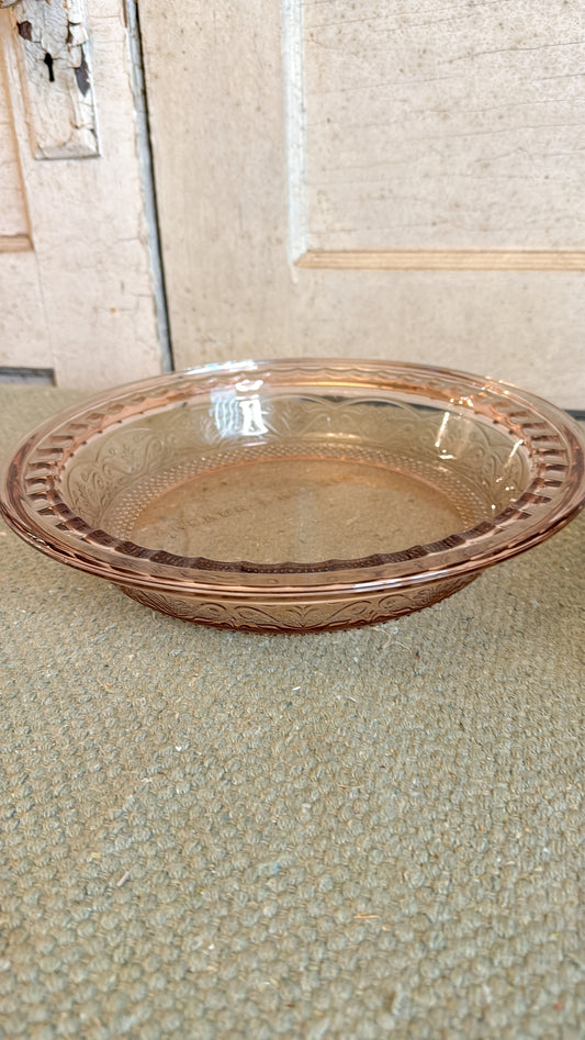 Anchor Hocking Pink Glass Pie Plate
