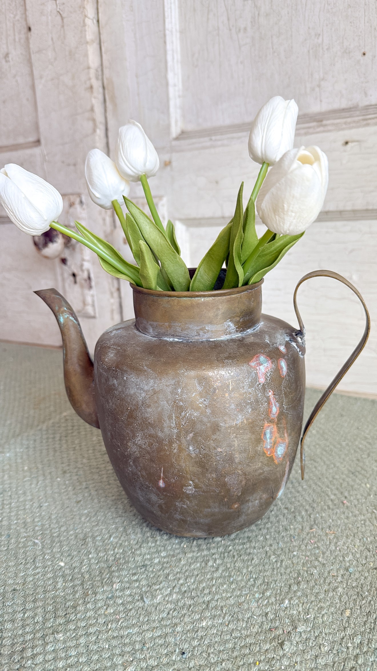 Old Tarnished Brass Tea Pot