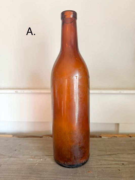 11.75”T Glass Amber Bottle