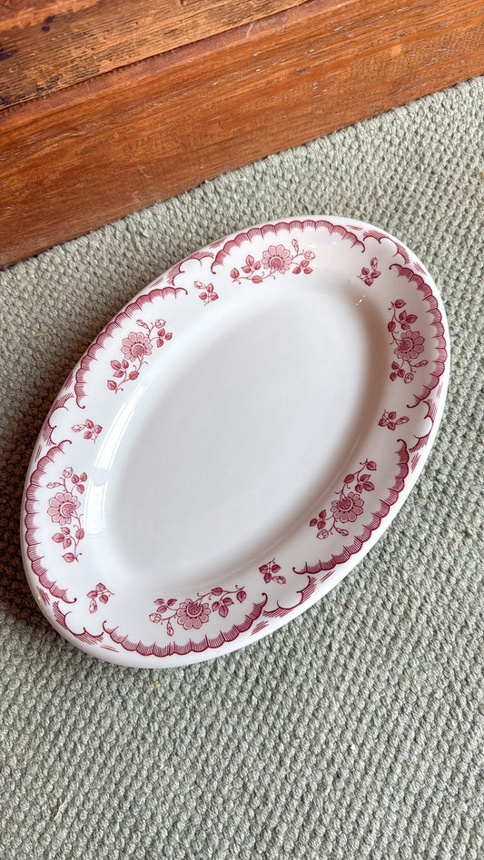 Red Floral Trim Small Platter