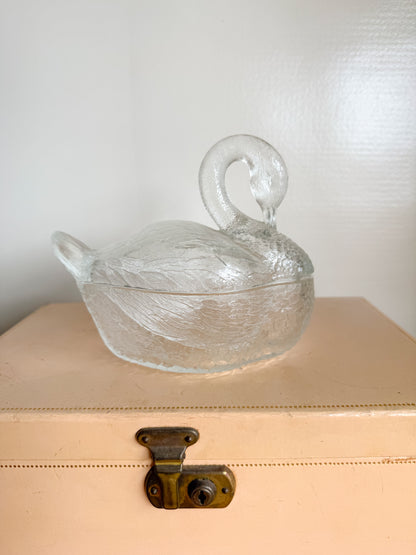 Vtg. Glass Swan on Nest