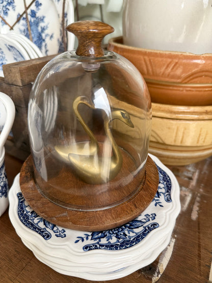 Pair of Small Brass Swans