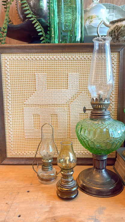 11.5” Vintage Green Oil Lamp