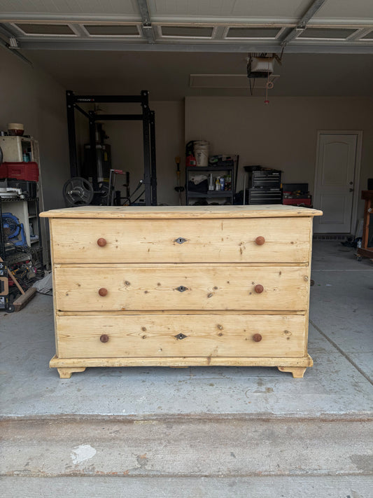 HUGE Solid Wood 3-Drawer Bleached Dresser