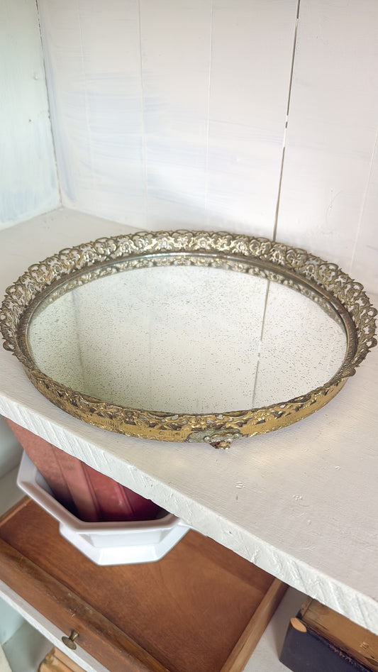 Vintage Gold Mirrored Tray