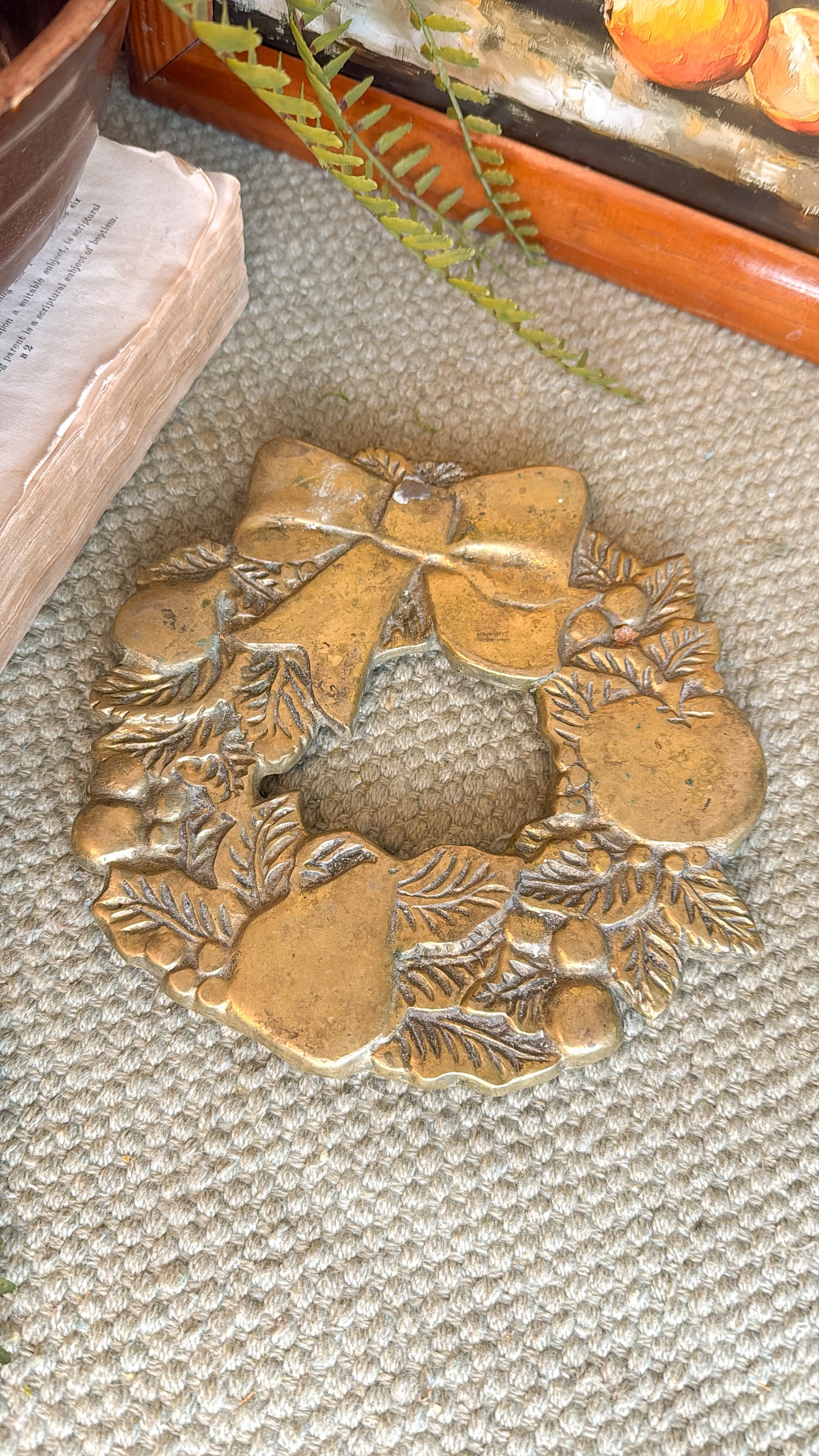 Brass Etched Fruit + Bow Trivet
