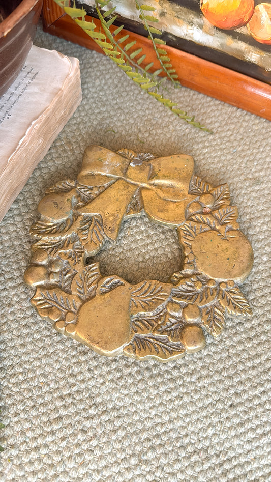 Brass Etched Fruit + Bow Trivet