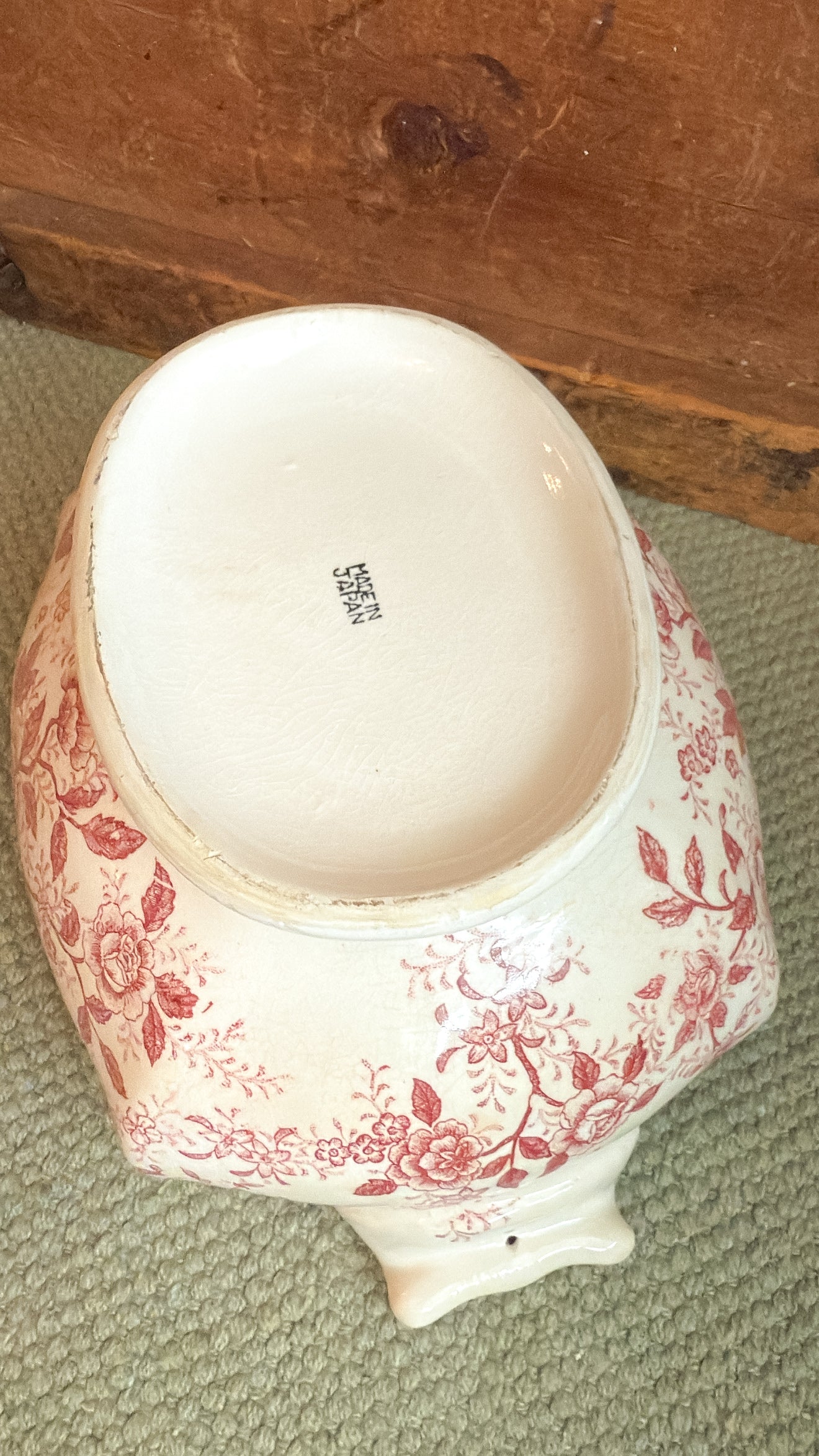 Red & White Floral Ironstone Tureen
