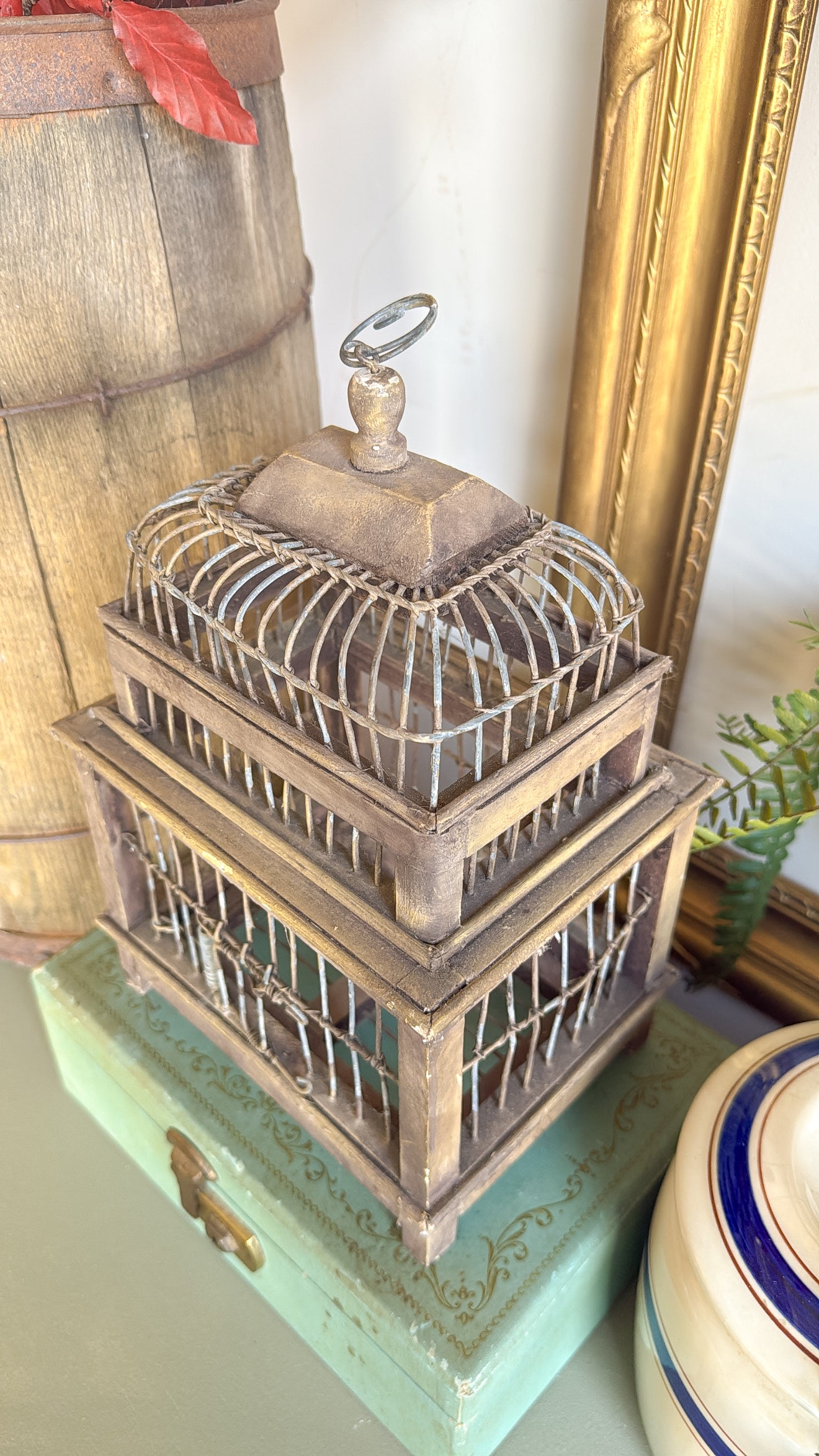 Primitive Wood Bird Cage